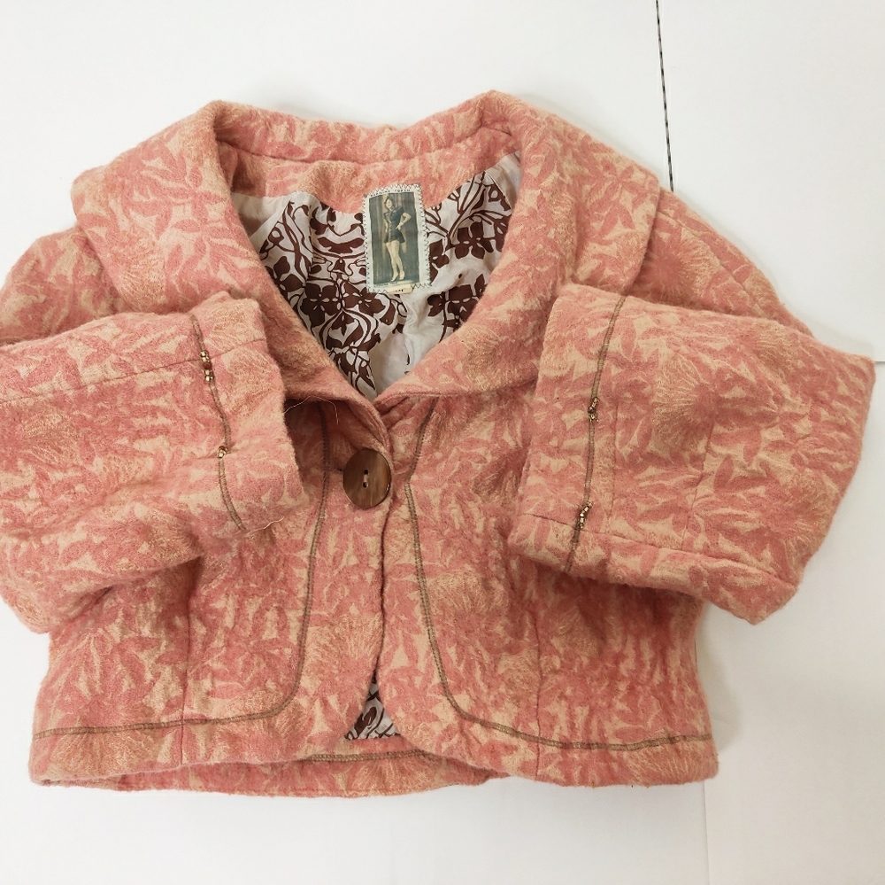 Vintage Anthropologie Burning Torch  Crop Blazer